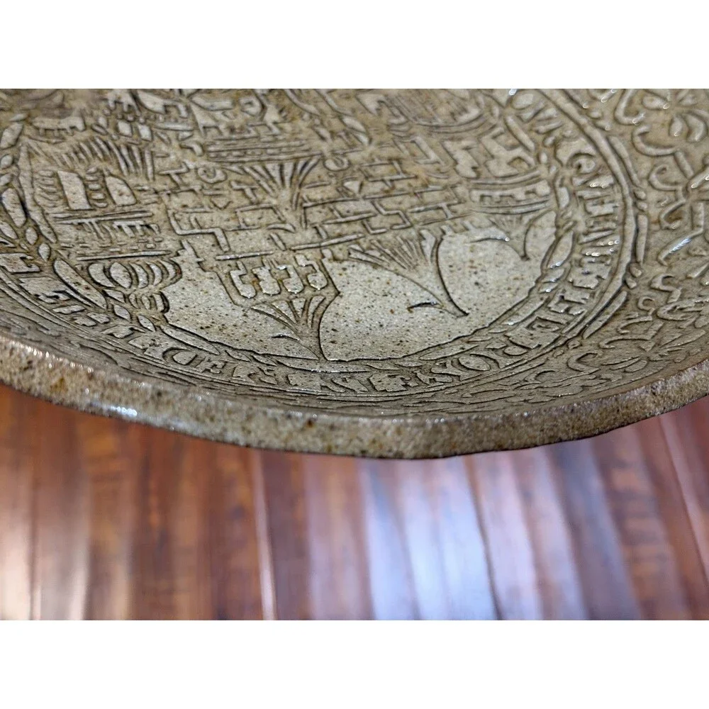 Vintage 92 Signed Ceramic 11” Pottery Bowl Queen Elizabeth I Commemorative Plate